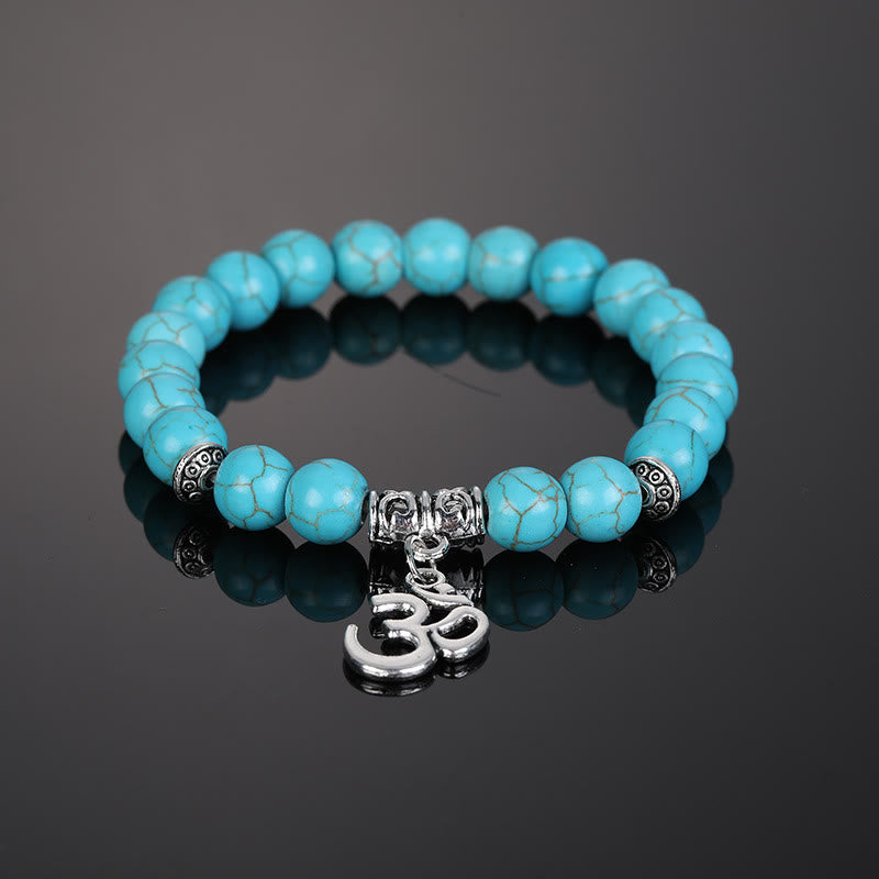 Olivenorma Natural Crystal Beaded Om Symbol Bracelet