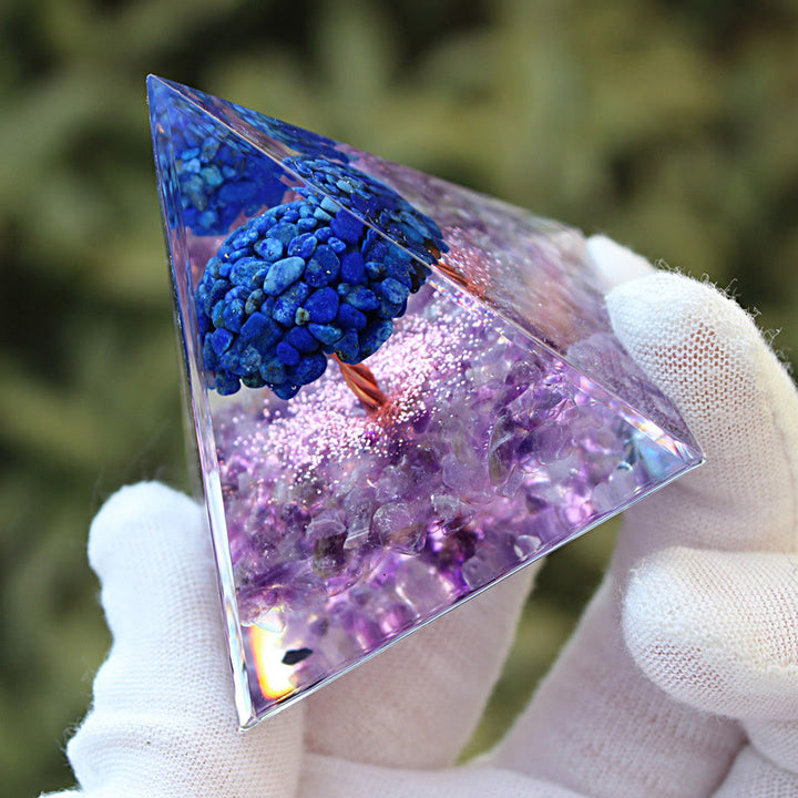 (Clearance 30% OFF / CODE: OFF30) - Olivenorma Lapis Lazuli Amethyst Tree Of Life Orgone Pyramid