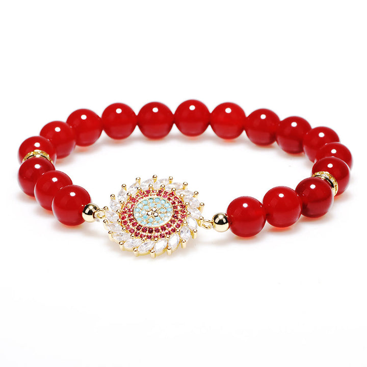 Olivenorma Red Agate Hand Beaded Bracelet