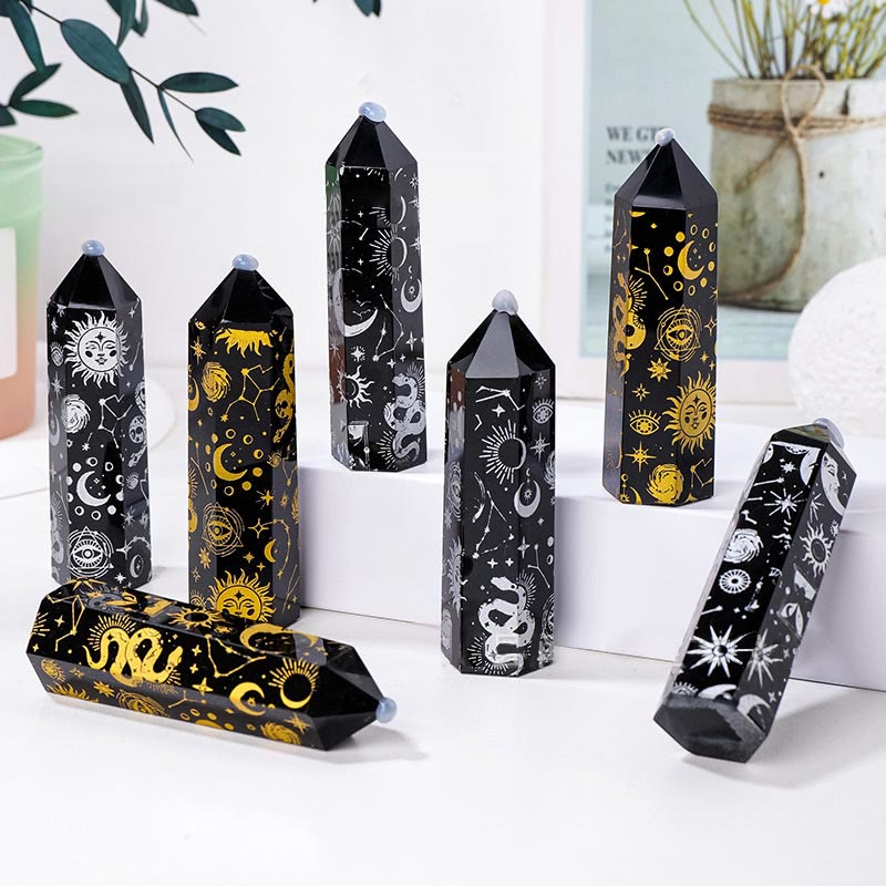 Olivenorma Obsidian Crystal Tower Hexagonal Crystal Wands