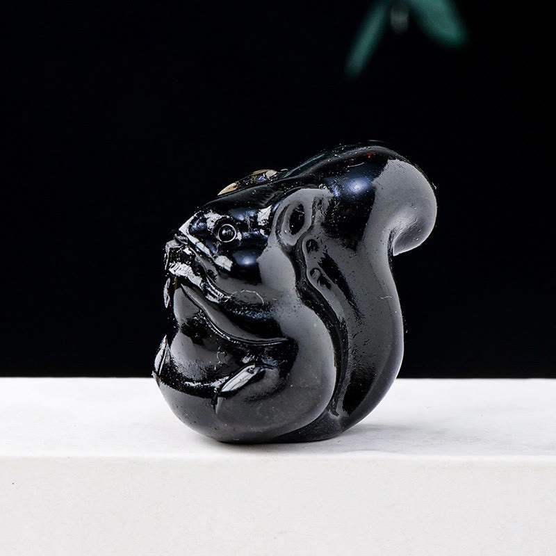 Olivenorma Natural Crystal Squirrel Carving Ornament Gemstone Decoration