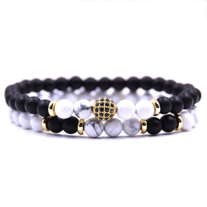 Olivenorma Natural Crystal Two Layer Beaded Men Bracelet