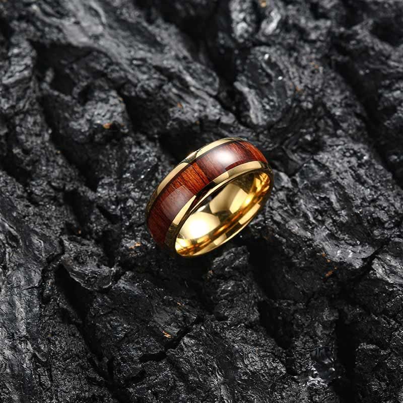 Olivenorma Koa Wood and Abalone Shell Tungsten Carbide Ring - Wooden - 13 - image 27