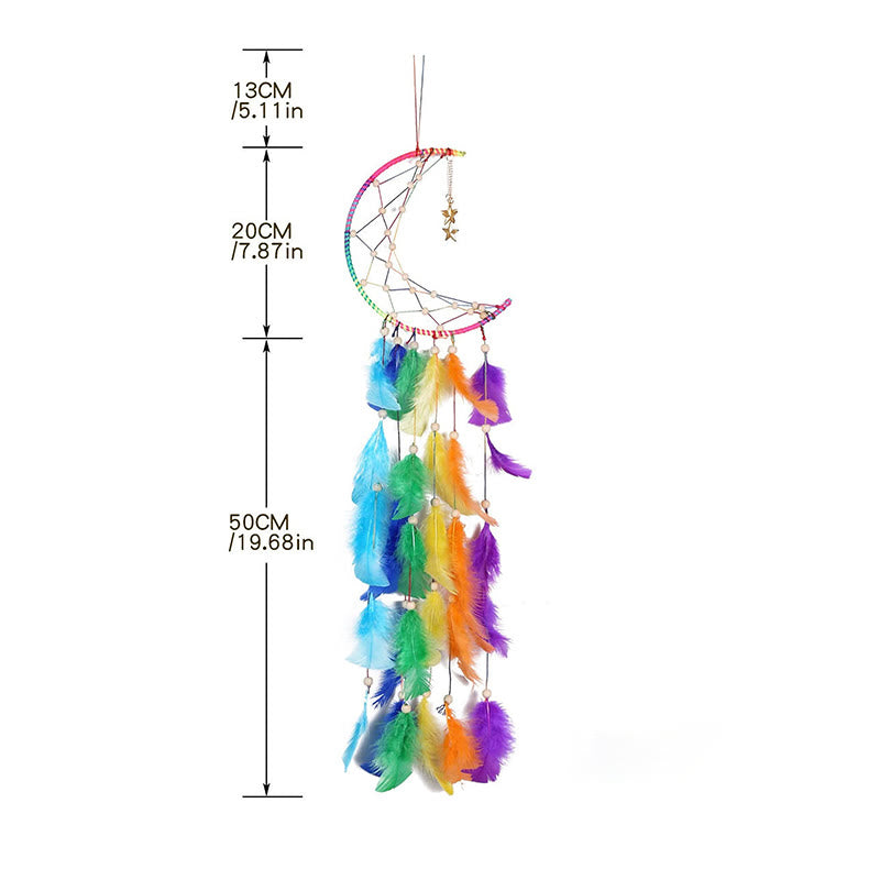 Olivenorma "Colorful Dream" - Moon Colorful Feather Dream Catcher