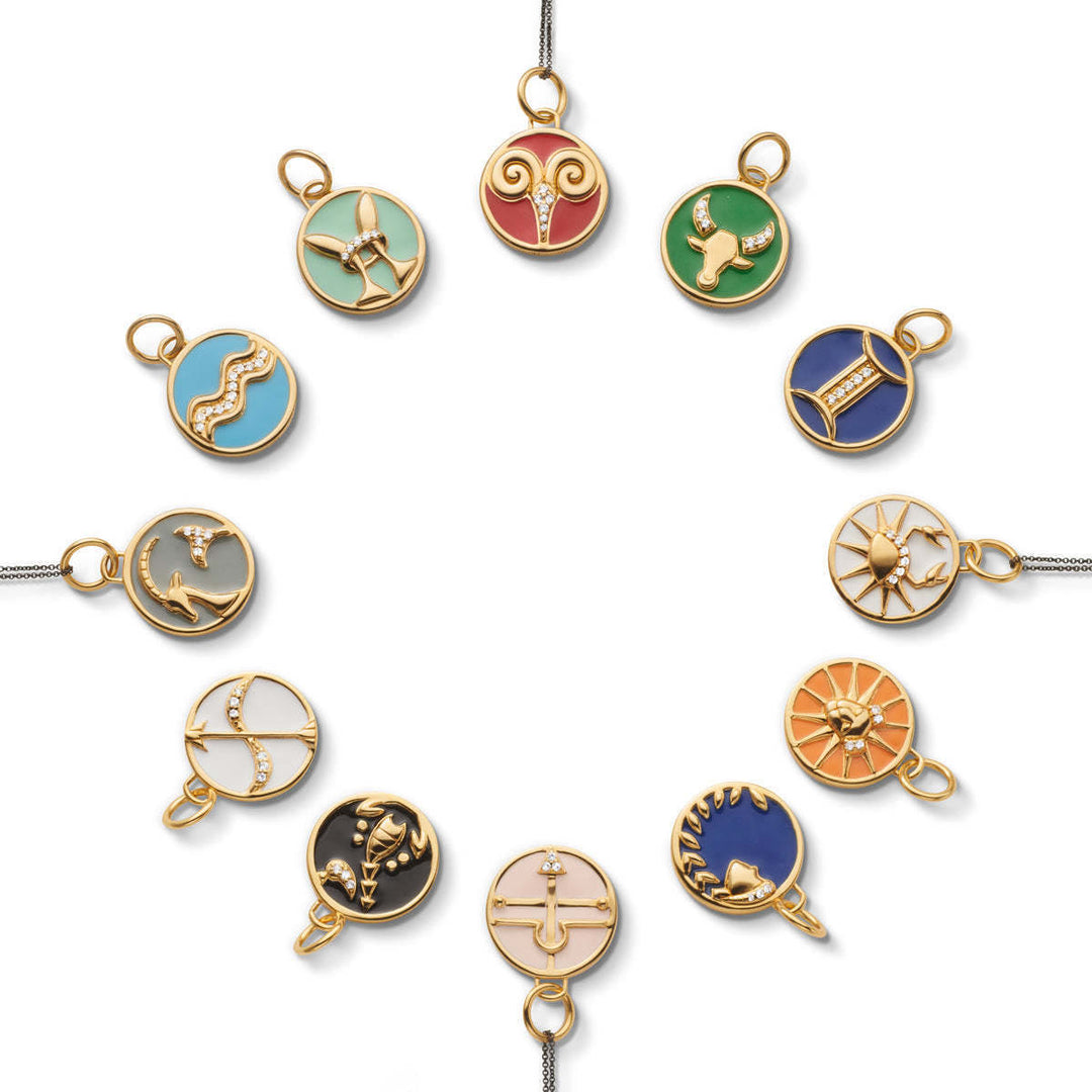 Olivenorma White Zircon Vintage Zodiac Stainless Steel 18k Necklace