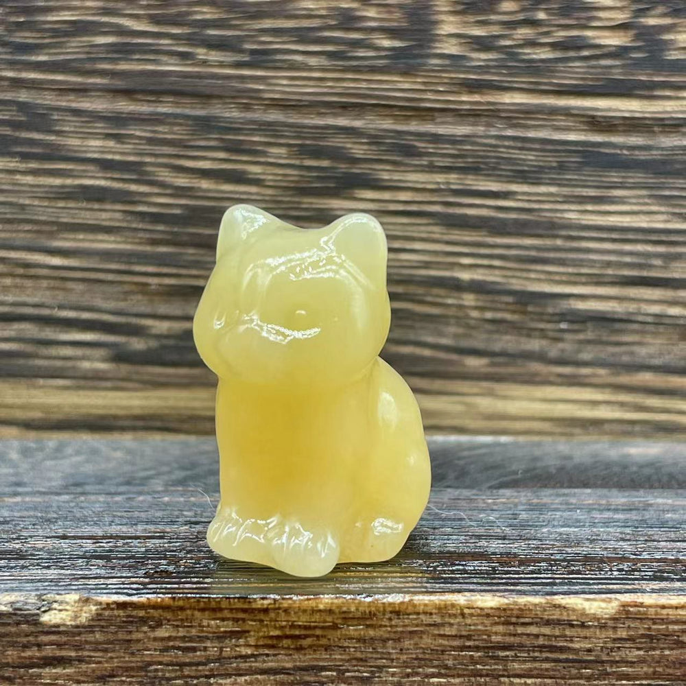 Olivenorma Natural Stone 1.2 Inch Cute Kitten Gemstone Decoration - Yellow Aventurine - image 1