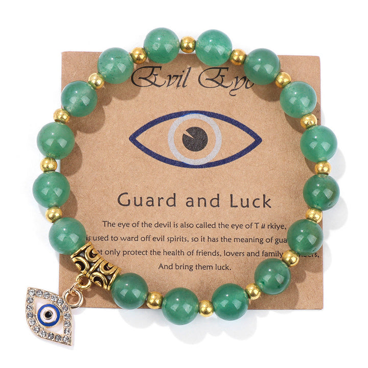 Olivenorma Natural Stone Bead Evil Eye Pendant Bracelet