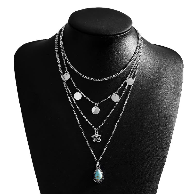 Olivenorma Turquoise Eye Of Horus Pendant Four Layer Necklace