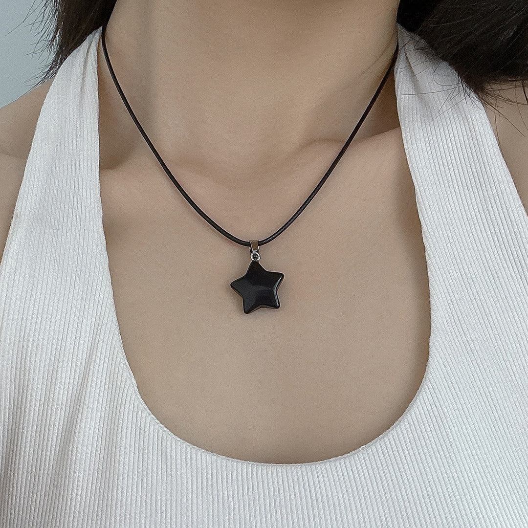 Olivenorma Natural Crystal Star Pendant Necklace