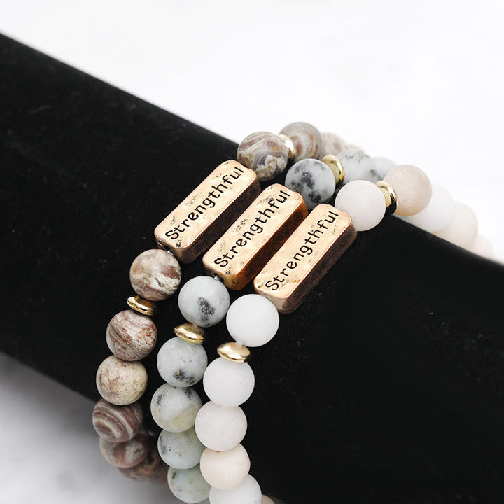 Olivenorma Natural Gemstone Strengthful Engraving Bracelet