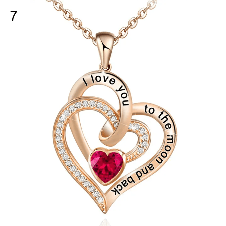 FREE Today: "I Love You to the Moon and Back" – Eternal Hearts Birthstone Necklace - Rosegold - July - Card Style Two - image 42