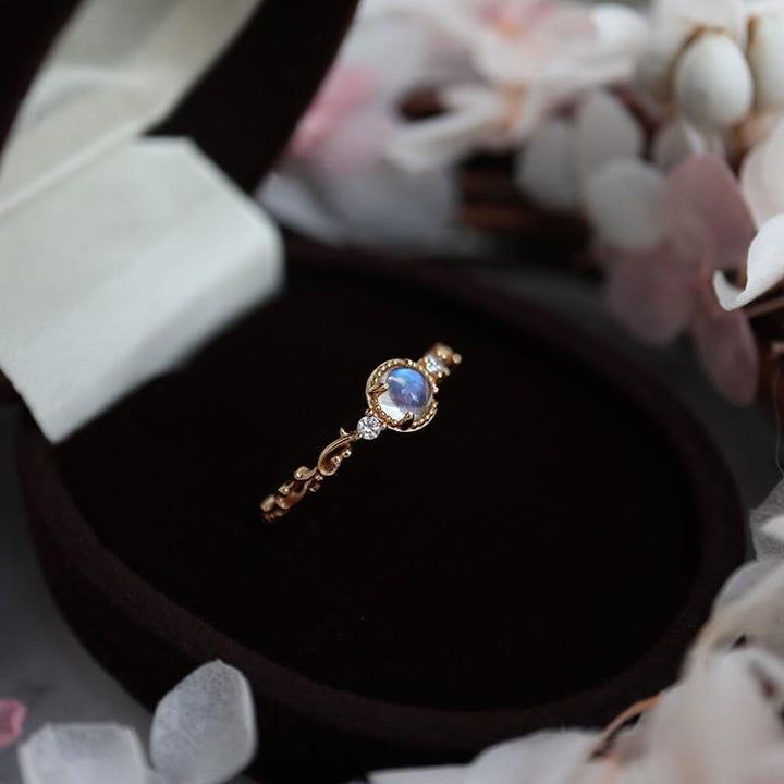 Olivenorma Natural Moonstone Zircon Delicate Ring