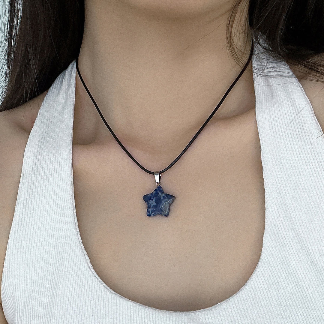 Olivenorma Natural Crystal Star Pendant Necklace