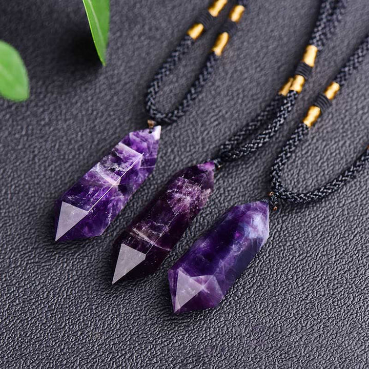 Olivenorma Natural Crystal Amethyst Healing Necklace