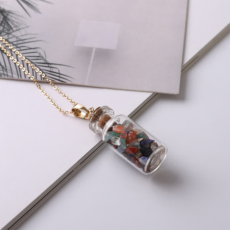 Olivenorma Natural Crystal Wishing Bottle Necklace