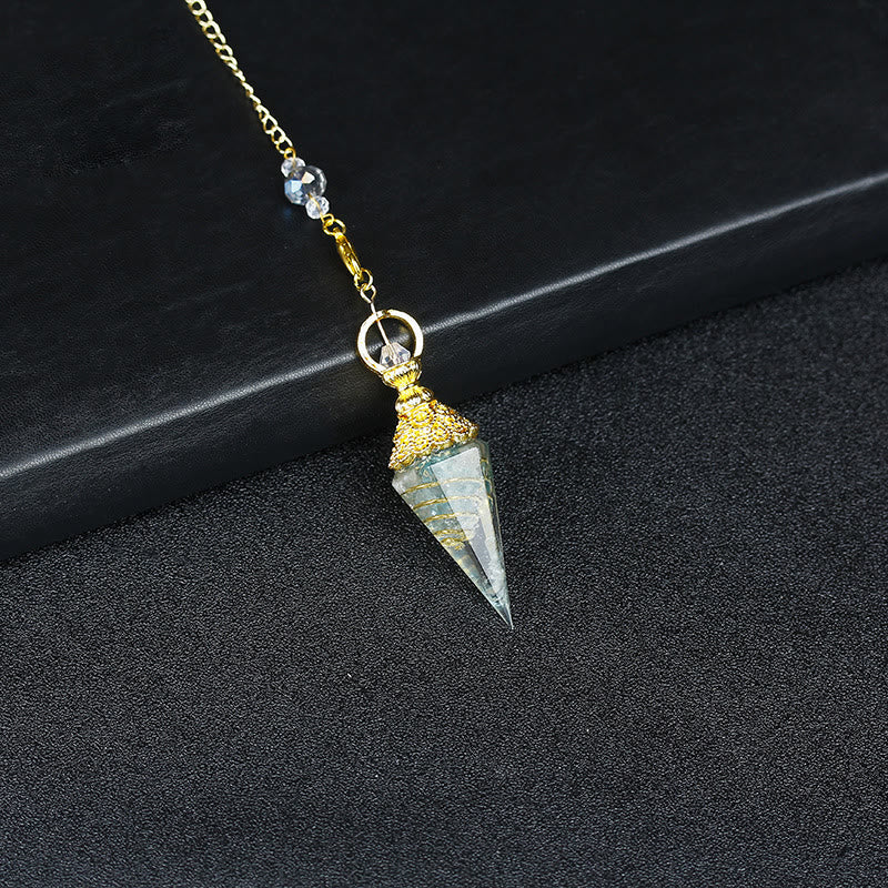 Olivenorma Natural Crystal Resin Hexagonal Pyramid Pendulum - Aquamarine - image 31