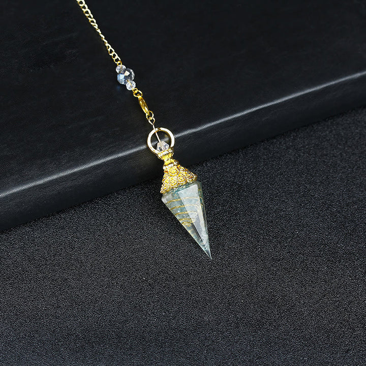 Olivenorma Natural Crystal Resin Hexagonal Pyramid Pendulum