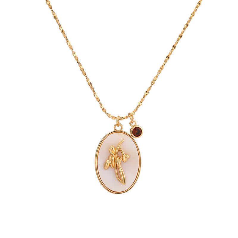 Olivenorma Birth Stone With Birth Flower Necklace - Jul - Water Lily - image 7