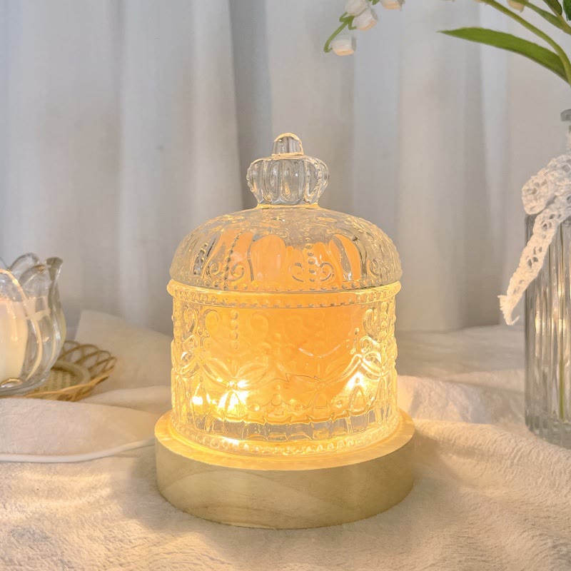 Olivenorma Diffuser Stone Carved Glass Cup Crystal Aromatherapy Lamp