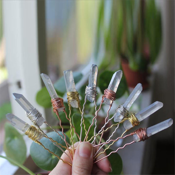 Olivenorma Handmade Thread Crystal Hairpin - Clear Quartz - image 9