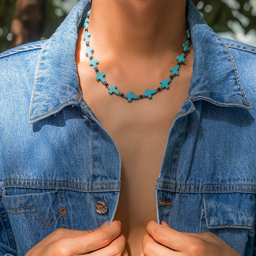 Olivenorma Turquoise Cross Strand Necklace