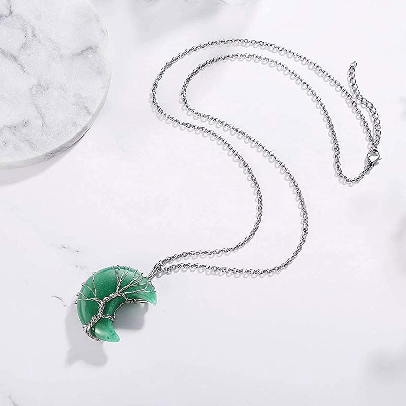 Olivenorma Natural Crystal Moon Necklace