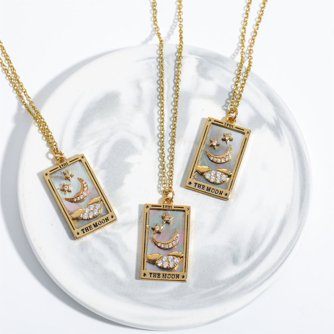 Olivenorma Zircon Electroplated Gold Tarot Oil Drop Necklace