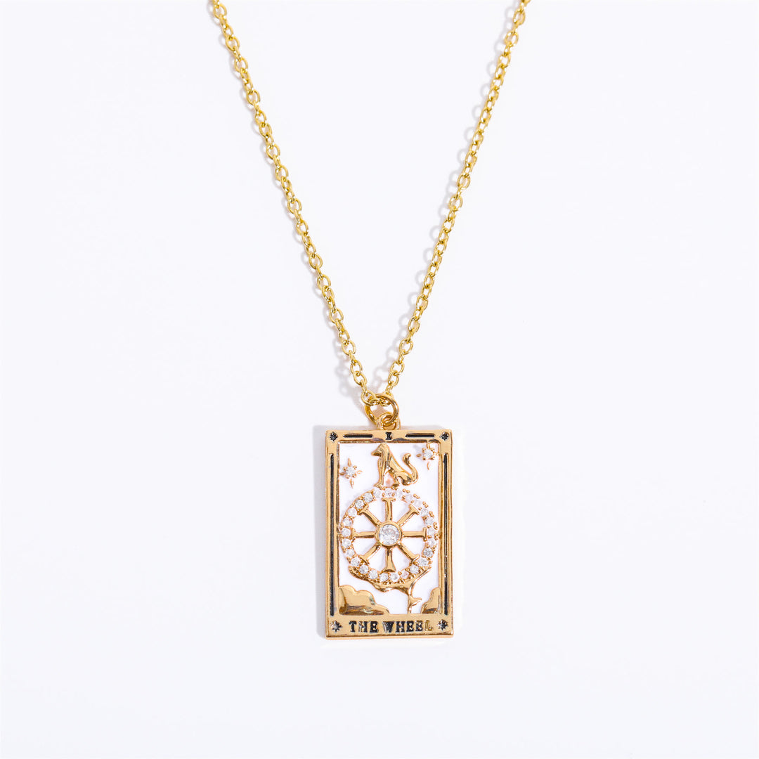 Olivenorma Zircon Electroplated Gold Tarot Oil Drop Necklace