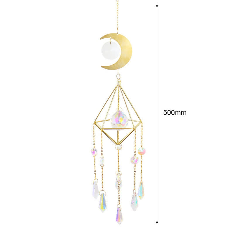 Clear Crystal Suncatcher Moon Wind Chime