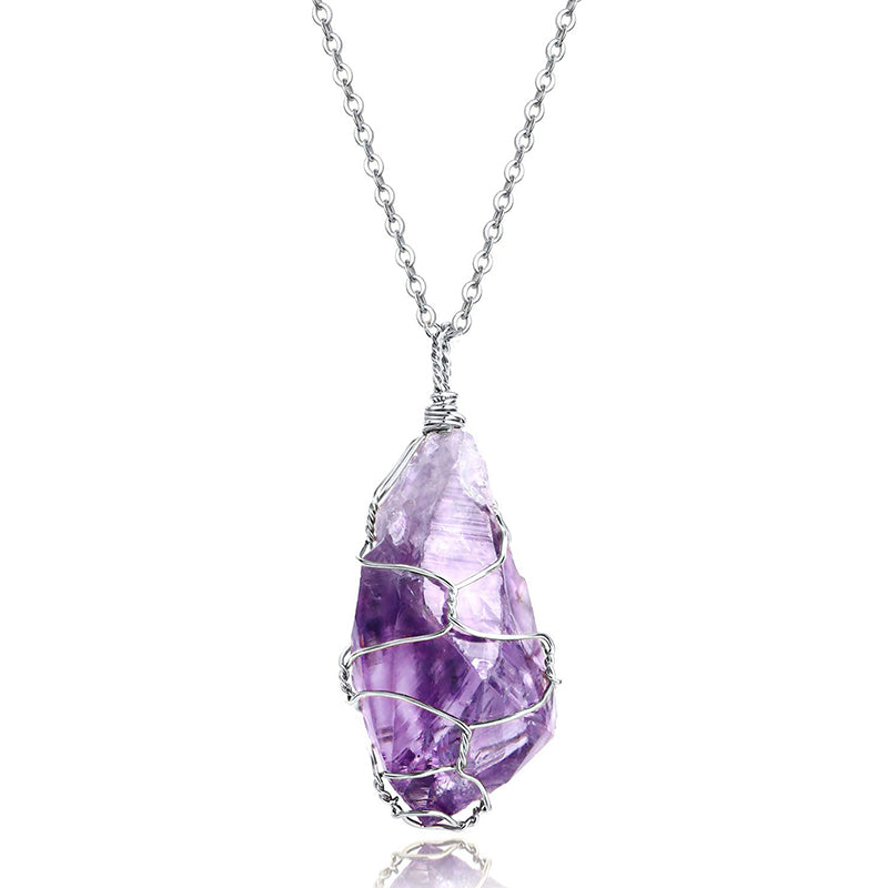 Olivenorma Amethyst Crystal Healing Necklace