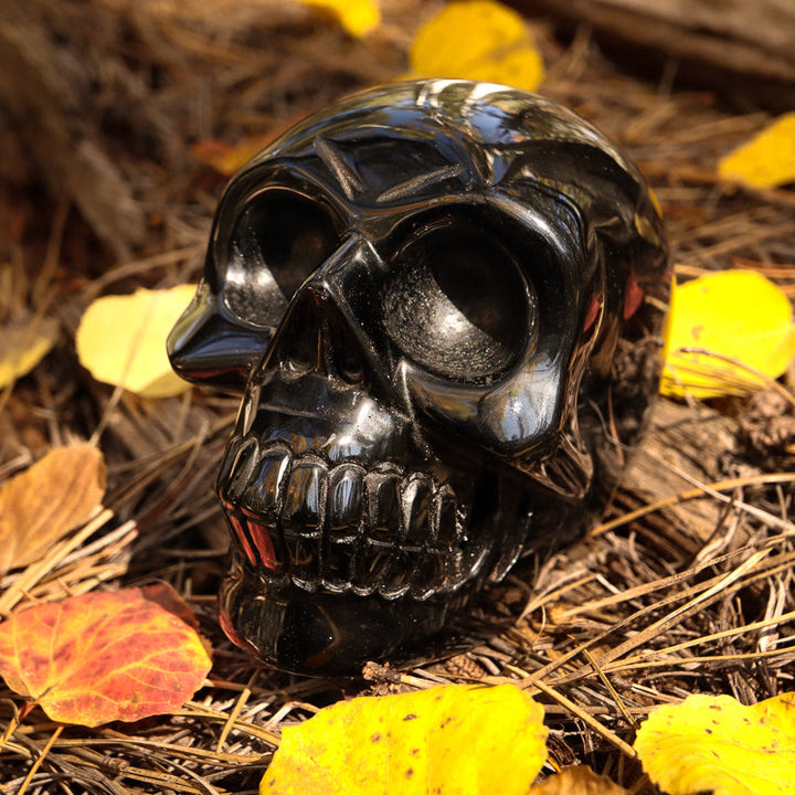 Olivenorma Obsidian Crystal Skull Decoration