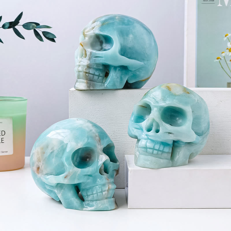 Olivenorma Natural Amazonite Gemstone Decoration Crystal Skull