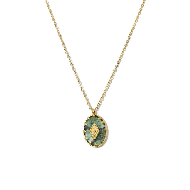 Olivenorma Oval African Turquoise Green Pendant Necklace - African Turquoise - image 1