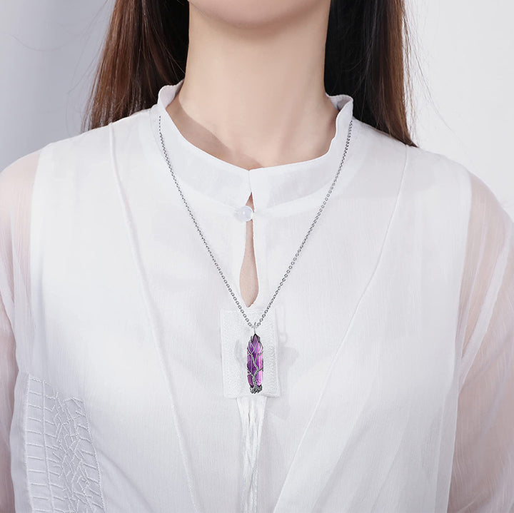 Olivenorma Crystal With Tree Of Life Gemstone Necklace