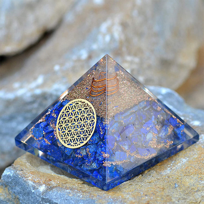 Olivenorma Lapis Lazuli Flower Of Life Orgone Pyramid