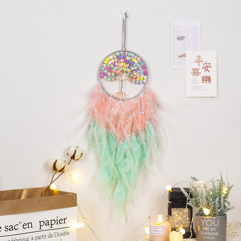 Olivenorma Crystal Tree of Life Pink Feather Dream Catcher - Love & Tree of Life - image 11