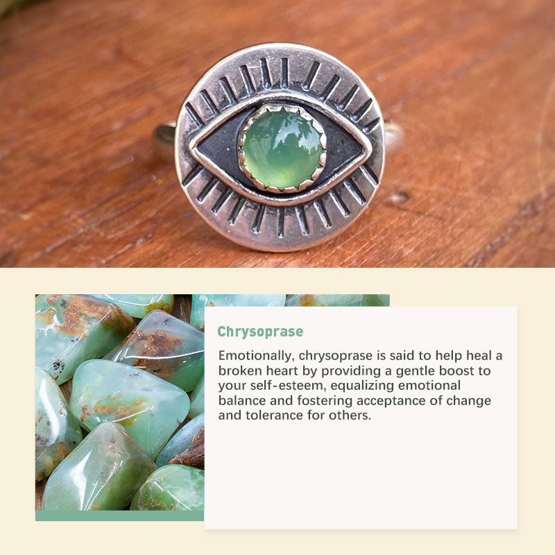 Chrysoprase Evil Eye Protection Ring