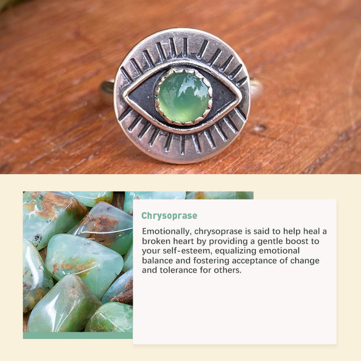 Chrysoprase Evil Eye Protection Ring