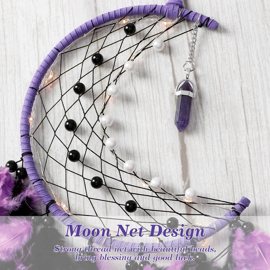 FREE Today: "Peace Energy" Amethyst & Obsidian Moon Feather Dream Catcher - image 7