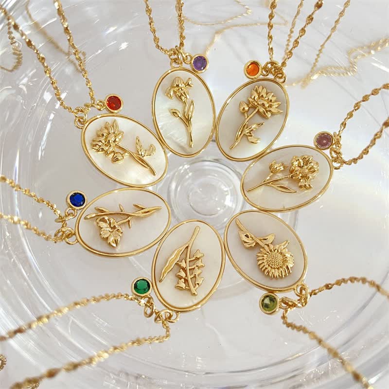 Olivenorma Birth Stone With Birth Flower Necklace - image 14