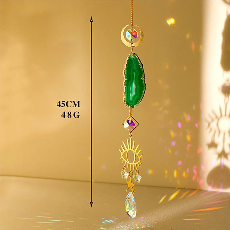 Olivenorma Natural Crystal Agate Chip Suncatcher Wind Chime