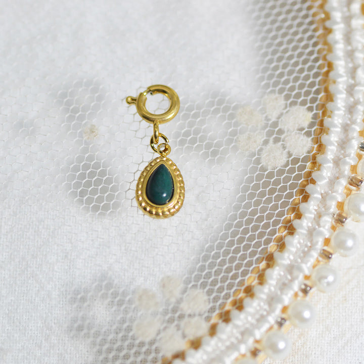 Olivenorma Geometric Round Or Water Drop Crystal Gold Pendant Necklace - Green Aventurine - Necklace #4 - image 36