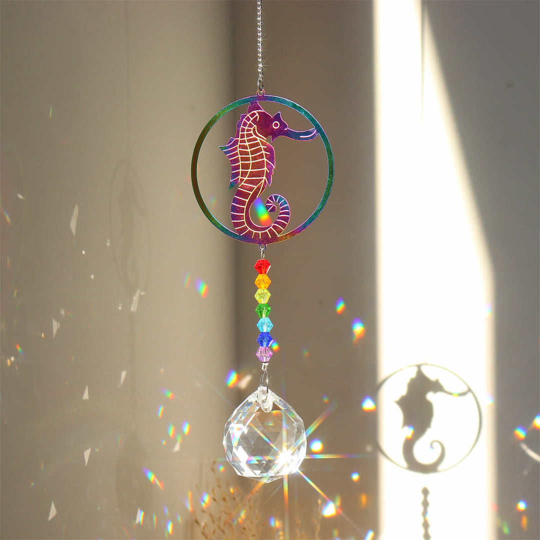 Olivenorma Clear Crystal Hanging Chakra Beads Wind Chime Suncatcher - Color Seahorse - image 3