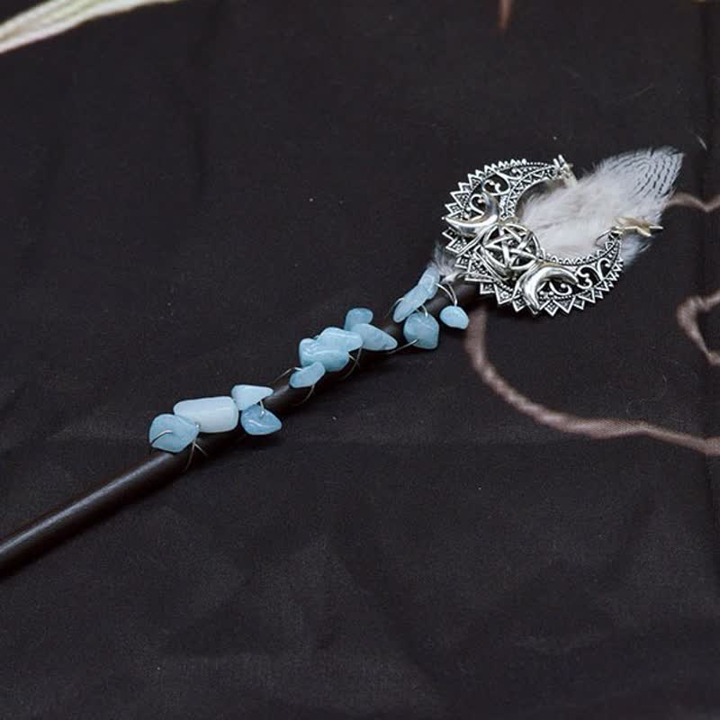 Olivenorma Natural Fairy Moon With Feather Crystal Wands