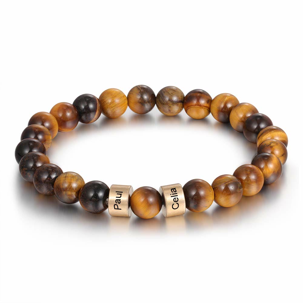 Olivenorma Natural Stone Engraving Personalized Beads Men Bracelet