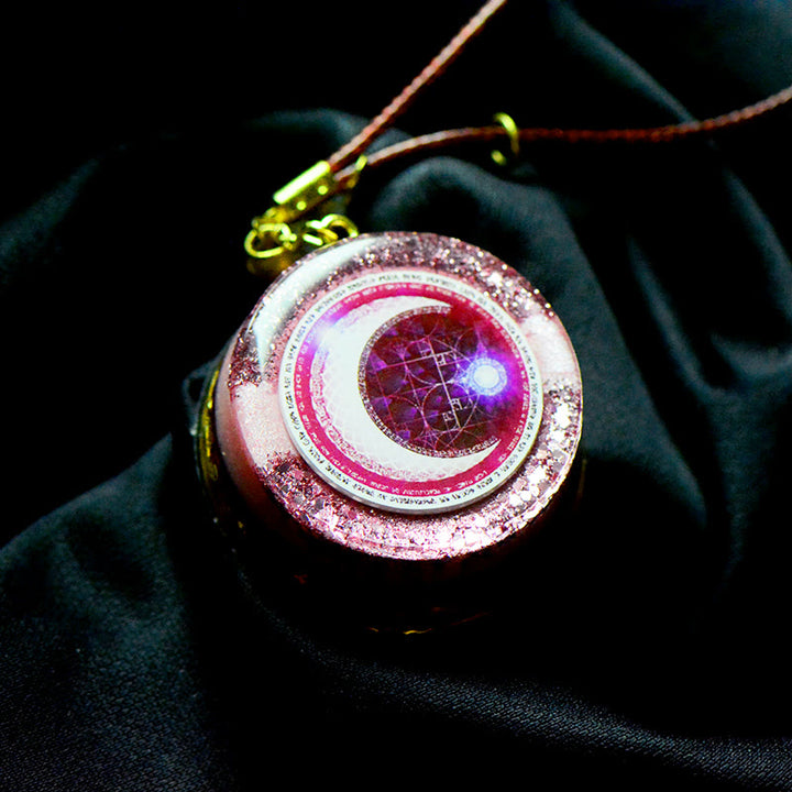 Olivenorma Moonlight Streamer Moon Phase Pink Pendant Orgone Necklace