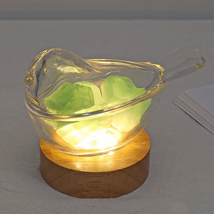 Olivenorma Natural Stone Irregular Cup Crystal Aromatherapy Lamp - Peridot - Blue Campanula - image 4
