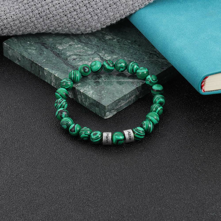 Olivenorma Natural Stone Engraving Personalized Beads Men Bracelet