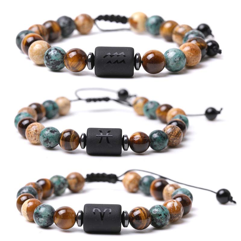 Tiger Eye Picture Jasper Zodiac Bracelet