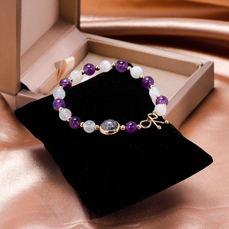 Amethyst With Moonstone Lucky Gemstone Bracelet